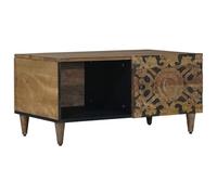 GHVBNMF Mesa de centro de madera maciza de mango, color marrón, 80 x 50 x | Mesa de sofá rústica de cuerpo de madera auténtica para tu salón. Espacio de almacenamiento compacto para relajarse y acoger