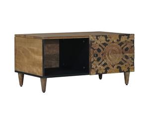 GHVBNMF Mesa de centro de madera maciza de mango, color marrón, 80 x 50 x | Mesa de sofá rústica de cuerpo de madera auténtica para tu salón. Espacio de almacenamiento compacto para relajarse y acoger