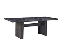 GHVBNMF Mesa de comedor para jardín, color negro, 200 x 100 x 74 cm | Mesa de terraza grande para 6-8 personas con tapa de cristal fácil de limpiar y marco de acero resistente para balcón y