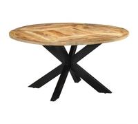 GHVBNMF Mesa de comedor redonda de madera maciza, diámetro 150 x 76 cm | Elegante mesa redonda de madera para comedor hecha de madera natural resistente con estructura de hierro negro para dar un