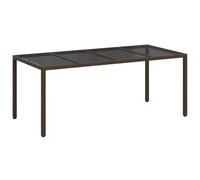 GHVBNMF Mesa de jardín de polirratán marrón 190 x 90 x 75 cm | Mesa de comedor de ratán de gran tamaño para patio y jardín con estructura de acero resistente para dar alegría a las rondas.