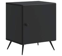 GHVBNMF Mesita de noche, 43 x 34,5 x 50 cm, color negro | Con cajón y compartimento, esta mesa auxiliar negra ofrece un espacio de almacenamiento ordenado para el dormitorio.