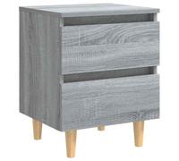 GHVBNMF Mesita de noche con 2 cajones gris Sonoma 40 x 35 x 50 cm | Consola de noche escandinava para dormitorio con patas de eucalipto estables y soporte protector de pared.