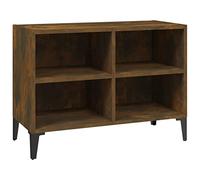GHVBNMF Mueble bajo para TV, roble ahumado, 69,5 x 30 x 50 cm | Aparador compacto con 4 compartimentos abiertos para sala de estar y oficina. Los pies de metal estables crean un orden