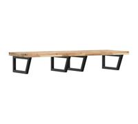 GHVBNMF Mueble para lavabo de madera de acacia maciza, 160 x 50 cm | Elegante consola de pared para baño con estructura de acero negro, toallero y alta capacidad de carga de hasta 100 kg.