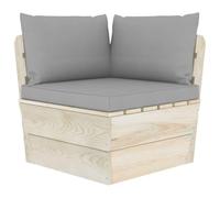 GHVBNMF Palets Sofá esquinero con cojín jardín madera de abeto impregnada | Sillón modular esquinero de madera maciza de abeto con acolchado suave para terraza, balcón y sala de estar.