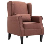 GHVBNMF Sillón marrón tela sillón tapizado con cojín lumbar patas de roble | Sillón de relax ergonómico con cojines de respaldo extra y patas de madera para salón, estudio y dormitorio.