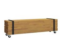 GHVBNMF Soporte de TV marrón 110 x 30 x 30 cm madera maciza de teca con | Mesa de televisión flexible de madera maciza de teca con ruedas bloqueables para sala de estar y dormitorio.