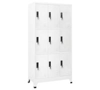 GHVBNMF Taquilla blanca 90 x 45 x 180 cm taquilla de metal con 9 | Armario de metal resistente para oficina y escuela con 9 compartimentos con cerradura, rejillas de ventilación y soportes