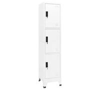 GHVBNMF Taquilla de metal con 3 puertas, color blanco, 38 x 45 x 180 cm | Armario de acero resistente con 3 compartimentos con cerradura y ventilación, ideal para la oficina, la escuela y el gimnasio