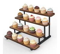 GHWMYD Soporte Tarta de Madera, Expositor 4 Niveles para 20 Cupcakes Dulces | Base para Tartas con Bandejas, Torre de Postres para Bodas, Cumpleaños, Fiestas y Pausas de Café, Decoración Familiar en Mesa