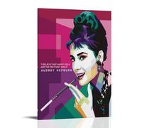 GHYFRD Póster decorativo de Audrey Hepburn, lienzo mural brillante y hermoso, adecuado para oficina, dormitorio, pintura decorativa para crear el ambiente adecuado, estilo marco, 50 x 75 cm