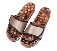 GHYUB Chanclas De Masaje para Hombre, Sandalias De Reflexología para Zapatos para El Hogar Amortiguador, Soporte Arco con Piedras Naturales De Adoquines (Color : Brown, Size : EUR39-40)