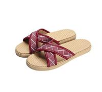 GHYUB Mujer/Hombre De Lino Zapatillas De Estar por Casa, Slippers Antideslizantes para Verano, Zapatillas Interior Sandalias Unisex, Pantuflas Casa para Hombres Y Mujeres Cómoda Fresca