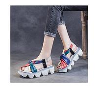 GHYUB Sandalias para Mujer Plataforma Cuña, Sandalias Étnicas para Mujeres, Sandalias Étnicas Bohemias De Cuña Cómodo Casual Tanga Sandalias Plataforma Al Aire Libre Playa De Verano Zapatillas