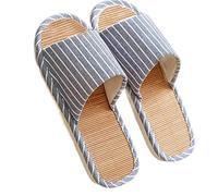 GHYUB Zapatillas para Hombre，Pantuflas Antideslizantes De Bambú Y Lino A Rayas, Sandalias con Punta Abierta para Interiores Y Exteriores, Pantuflas Silenciosas, Sandalias De Verano Antideslizantes