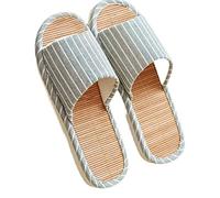 GHYUB Zapatillas para Hombre，Pantuflas Antideslizantes De Bambú Y Lino A Rayas, Sandalias con Punta Abierta para Interiores Y Exteriores, Pantuflas Silenciosas, Sandalias De Verano Antideslizantes
