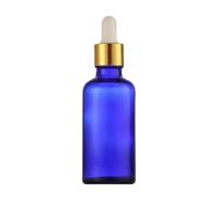 GHZHANG 10 unids/lote de 5ml a 100ml, botella de aceite refinado de vidrio redondo azul de laboratorio con goteros de vidrio, círculo dorado for experimentos escolares(10ml)