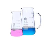 GHZHANG Vaso de cristal cónico del borosilicato 3,3 del triángulo con la taza de la manija resistente al calor(1set 3pcs handle)