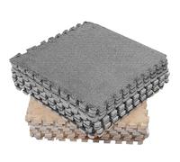 Ghzste Alfombras de espuma en forma de rompecabezas, 10 piezas de alfombrilla de espuma, 30 x 30 cm, baldosas de alfombra cuadradas encajables, suave alfombra de felpa para dormitorio (Camello gris)