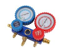Ghzste Kit de medidor de doble distribuidor A/C para R134a R22 R410A, herramienta de diagnóstico de refrigerante con válvula de bola, mangueras de 1,5 m y conexiones rápidas para aire acondicionado de