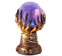 Ghzste Lámpara de plasma con base de bola de cristal de Halloween en forma de mano de bruja, bola de cristal brillante, decoración de fortuna, decoración de escritorio (A)