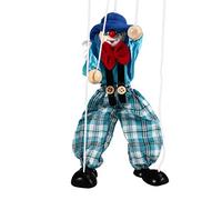 Ghzste Marioneta de madera, muñecas, cuerda de tirar, muñecas, payaso, marioneta, cuerda de payaso, juguete interactivo, vintage, payaso, marioneta, marioneta de madera, juguetes artesanales para