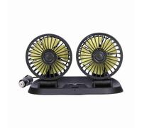 Ghzste Ventilador de coche portátil con doble 360° ajustable 5 cuchillas 2 velocidades ventilador de refrigeración USB para SUV, RV, (12V (hoja de ventilador amarillo))