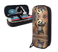 GHZWACKJ Estuche para lápices de gran capacidad, estuche estético para bolígrafos, organizador de papelería de oficina, soporte de cuero, soporte para bolígrafos, dabbing panda, baile, amor, paz