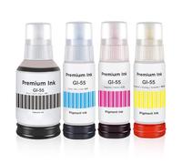 GI-55 GI55 Tinta Compatible con Canon GI55 GI-55 Botella de Tinta Multipack Compatible con Canon MAXIFY GX1050 GX2050 Impresoras (4 Botellas, 135ML Negro, 70ML Cian/Magenta/Amarillo)