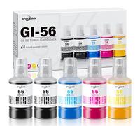 GI-56 GI56 GI 56 Tinta Compatible con Canon GI56 GI-56 Cartucho de tinta Multipack compatible con MAXIFY GX7050 GX6050 GX5050 GX4050 GX3050 GX5550 GX6550 (5 unidades, negro/cian/magenta/amarillo)
