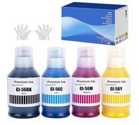 GI-56 GI56 Tinta Compatible con Canon GI56 56 Cartucho de tinta Multipack compatible para impresora MAXIFY GX7050 GX6050 GX5050 GX4050 GX3050 Impresora 7700 páginas (4 unidades, negro/cian/magenta