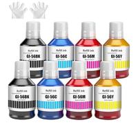 GI-56 Tinta Compatible con Canon GI56 GI-56 Botella de Tinta Multipack para MAXIFY GX7050 GX6050 GX5050 GX4050 GX3050(8-Pack,2 Negro/2 Cian/2 Magenta/2 Amarillo)