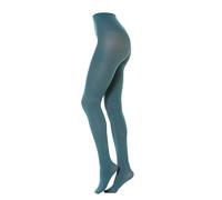 Gi&Gi Medias coloridas opacas para mujer, 50 denier, con microfibra suave, cintura cómoda y refuerzo de algodón, Azul pavo real., S/M