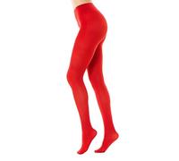 Gi&Gi Medias coloridas opacas para mujer, 50 denier, con microfibra suave, cintura cómoda y refuerzo de algodón, rojo, S/M