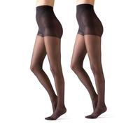 Gi&Gi Medias de mujer veladas - Medias de cintura alta reforzadas con pies invisibles 20 deniers, S/M