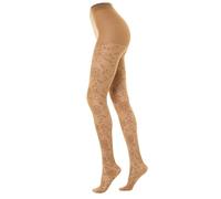 Gi&Gi Medias mujer fantasía flores, medias de encaje para mujer caracterizadas florales tono sobre tono. 40 denier N.1464, beige, Large-X-Large