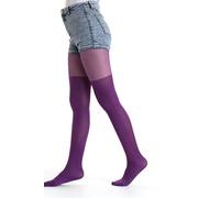 Gi&Gi Medias para Niñas Over-the-Knee, Semitransparentes, Colores Blanco, Negro y Vino, Estilo Parisino 40/120 Den (FR/ES, Edad, 4 años, 6 años, Regular, MORADO OSCURO)
