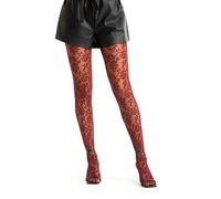 Gi&Gi Pantys de mujer fantasía, en red de 40 denier con taco de algodón para mujer, caracterizados por un alegre diseño floral all over. N.1607 coloridos, burdeos, Large-X-Large