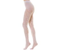 Gi&Gi Pantys de mujer fantasía, en red de 40 denier con taco de algodón para mujer, caracterizados por un alegre diseño floral all over. N.1607 coloridos, Color blanco., S/M