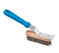 Gi.Metal Cepillo de Doble Cerda de Acero Inoxidable y Latón para Grill y Barbacoa - con Rascador de Acero Inoxidable, Mango de Plástico Ligero (Peso Total 0,90 kg)