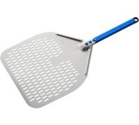 Gi.Metal Pala de pizza rectangular perforada de 33 cm con mango de 58,5 cm