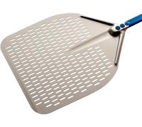 Gi.Metal Pala Profesional Extra Ligera para Pizza (0,416 kg), Mango Corto (30 cm), Cabeza de Aluminio Anodizado Neutro - Linea Azul A -30RF/30