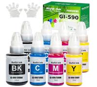GI590 GI490 Tinta Compatible con Canon GI-590 GI-490 Botellas de recarga de tinta para Pixma G1400 G1410 G2400 G2410 G3400 G4400 G4411 G1500 G1510 G2500 G2510 G3500 G3510 G4500 G4510 (8P 2BK/2C/2M/2Y)