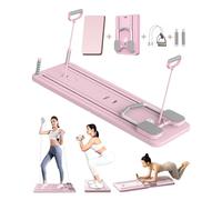 Tabla reformadora de pilates multifunción plegable con rodillo de abdominales con soporte de codo, máquina de ejercicio abdominal, rebote automático y cuerda de tensión para gimnasio en casa