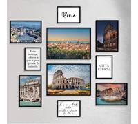 Giallobus - Conjunto de 10 carteles de pared - Colección de la ciudad de Roma - Papel estucado - | 2 x A3 42x30cm | 4 x A4 30x21cm | 4 x A5 21x15cm | - SIN MARCOS - Cuadros modernos salón