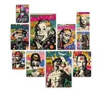 Giallobus - Conjunto de 10 Pinturas de Paneles múltiples - Gente Punk Famosa - Madera de MDF - - 2 x 29,7x42cm - 4 x 21x29,7cm - 4 x 14,85x21cm - - Listo para Colgar - Cuadros