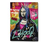 Giallobus - Cuadro - 01 - Mona Lisa Punk - Lienzo con marco estándar - 70L x 100l cm - Listo para colgar - Cuadros modernos