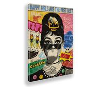 Giallobus - Cuadro - 05 - Audrey Punk - Lienzo con Marco estándar - 50x70 - Listo para Colgar - Cuadros Modernos para el hogar