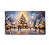 Giallobus - Cuadro - 20 - Mercado navideño - Lienzo con marco estándar - 140L x 80l cm - Listo para colgar - Cuadros modernos